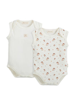 Woodland Baskılı Kolsuz Unisex Bebek 2'li Çıtçıtlı Body Seti
