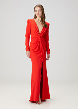 Bates Kırmızı Maksi Abiye Elbise