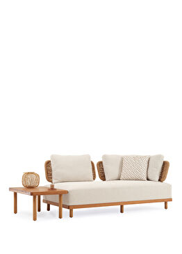 Avend Ekru Iroko Sehpalı Bahçe Kanepesi