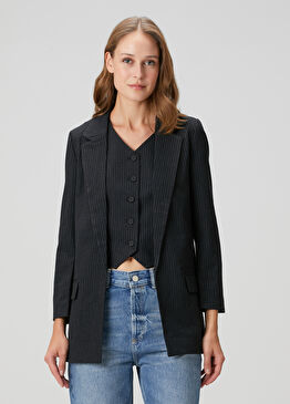 Aleida Siyah Çizgili Blazer