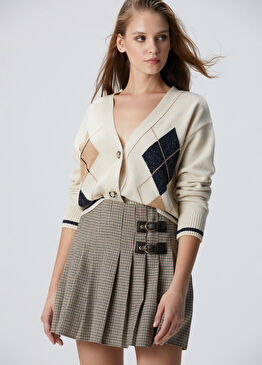 Yün Kaşmir Karışımlı Baklava Desenli Hırka