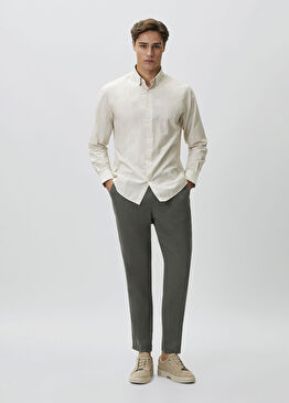 Haki Keten Jogger Pantolon