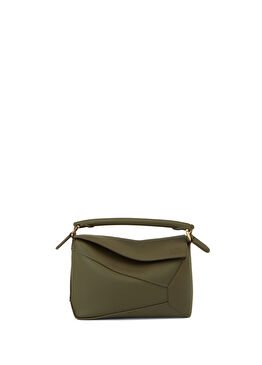 Mini Puzzle Haki Kadın Deri Çanta