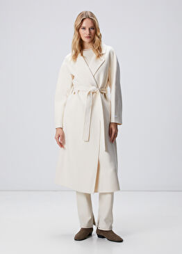 Limited Kırık Beyaz Yün Karışımlı Manto