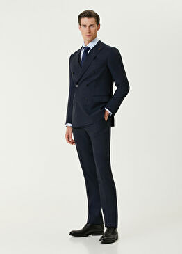 Vıcenza Lacivert Yün Kruvaze Takım Elbise