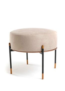 Kirit Bej Metal Ayaklı Ottoman Puf