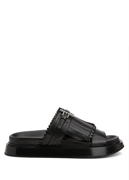 Siyah Silver Kadın Deri Terlik