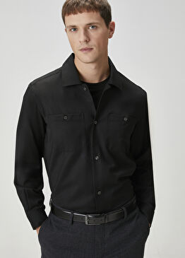 Siyah Yün Dış Gömlek