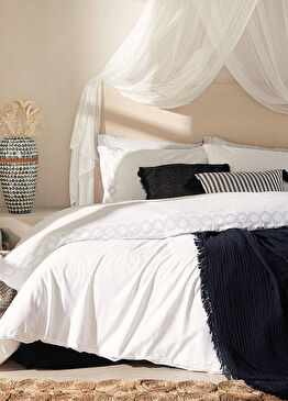 Lodos Beyaz Pamuklu King Size Nevresim Seti 220 x 230 cm