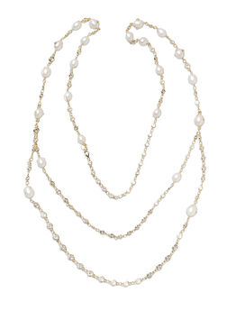 Beatriks İnci 18 Ayar Sarı Altın Kaplama 925 Ayar Gümüş Kadın Kolye