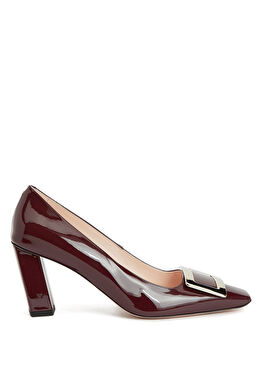 Bordo Deri Topuklu Ayakkabı