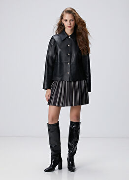 Siyah Desenli Mini Etek