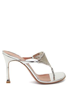 Cameron Silver Deri Topuklu Terlik