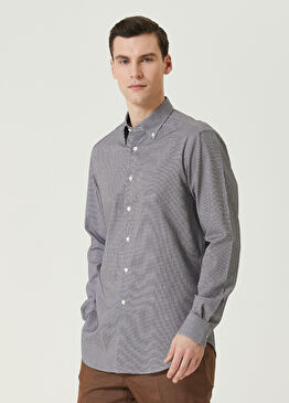 Kahverengi Mikro Desenli Gömlek