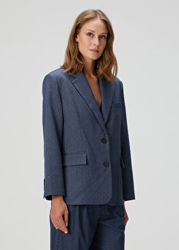Vernona Mavi Çizgili Blazer