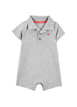 Gri Kısa Kollu Erkek Bebek Kısa Tulum