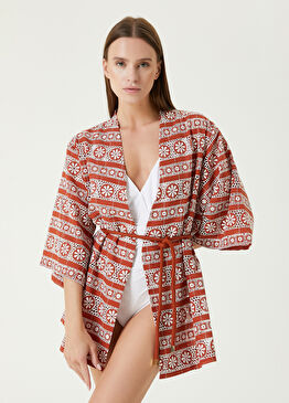 Kiremit Desenli Kaftan