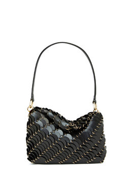 Siyah Disk Detaylı Kadın Deri Çanta