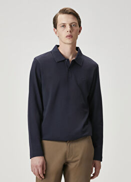 Comfort Fit Lacivert Polo Sweatshirt