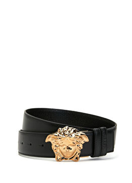 Siyah Logo Tokalı Kadın Deri Kemer