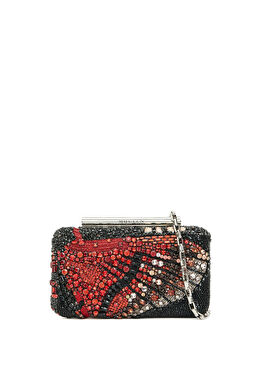 T-Bar Kırmızı Siyah Kadın Deri El Portföyü