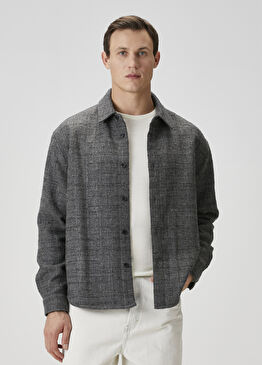 Gri Yün Tweed Dış Gömlek