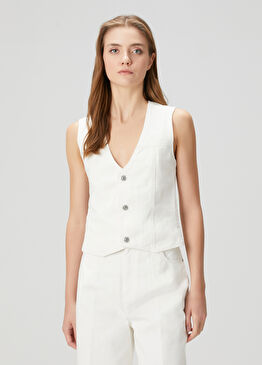 Beyaz Denim Yelek