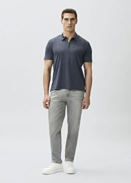 Slim Fit Açık Gri 5 Cepli Denim Pantolon