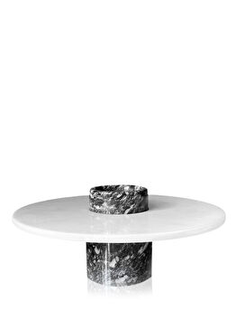 Lena Siyah Beyaz Mermer Servis Standı 26 x 26 cm