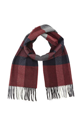 Bordo Kareli Erkek Yün Atkı