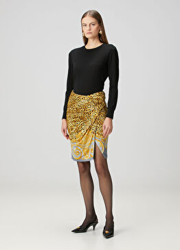 Çita Desenli Midi Etek