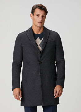 Koyu Gri Yün Palto