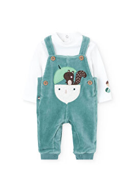 Sincap Meyve Baskılı Yeşil Erkek Bebek Salopet Set