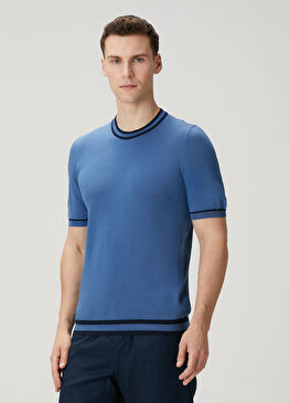 Lacivert Mavi Kısa Kollu Triko