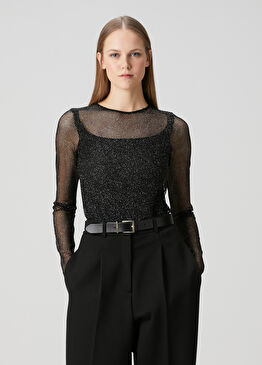 Librad Siyah Tül Jersey Bluz