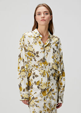 Yeşil Beyaz Çiçekli Gömlek