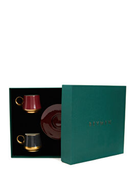 Lacivert Bordo 2'li Türk Kahvesi Fincan Seti