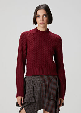 Bordo Logo Detaylı Kazak