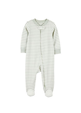 Yeşil Fermuarlı Patikli Erkek Bebek Uyku Tulumu