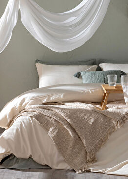 Pia Ekru Pamuklu Çift Kişilik Nevresim Seti 230 x 220 cm