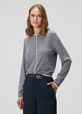 Mylo Gri Taşlı Yün Hırka