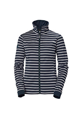 W Crew Fleece Çizgili Navy Fermuarlı Kadın Spor Sweatshirt