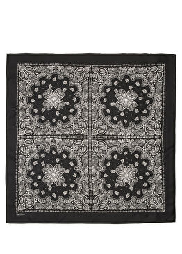Siyah Beyaz Desenli Twill İpek Kadın Eşarp