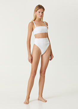 Le Bas De Maillot Drapeado Beyaz Bikini Altı