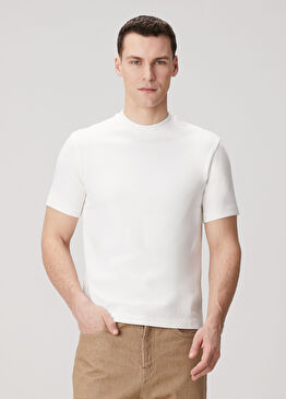 Kırık Beyaz Logo Baskılı T-shirt
