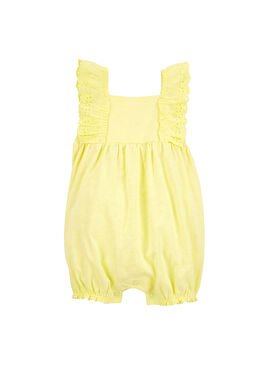 Sarı Fırfır Kollu Kız Bebek Şortlu Tulum