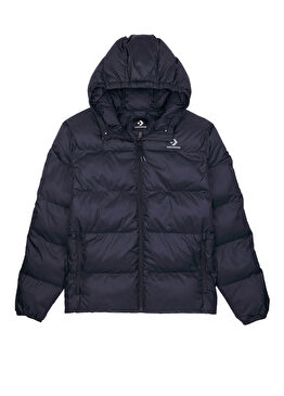 Kapüşonlu Siyah Şişme Erkek Mont