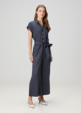 Loritz Lacivert Çizgili Tulum