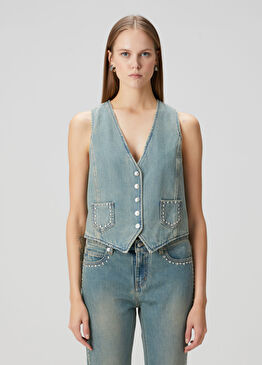 Gillier Mavi Denim Yelek