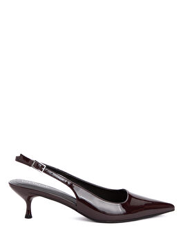 Bordo Bantlı Topuklu Ayakkabı